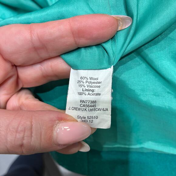 J. Crew Emerald Green Wool Pea Coat Sz 2 - Picture 6 of 11